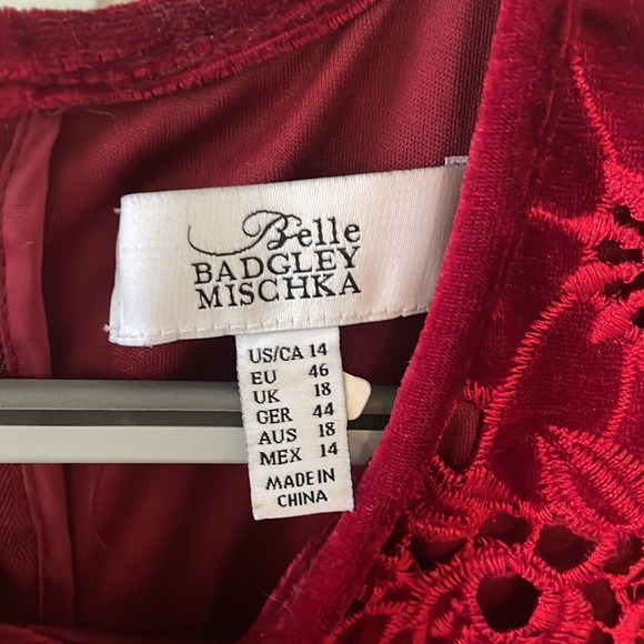 Deep Red velvet Badgley Mischa Dress - Picture 3 of 3